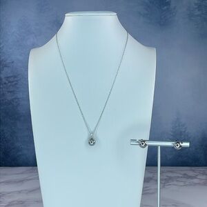 NWT Gray Real Pearls Silver 925 Necklace and Earrings Set